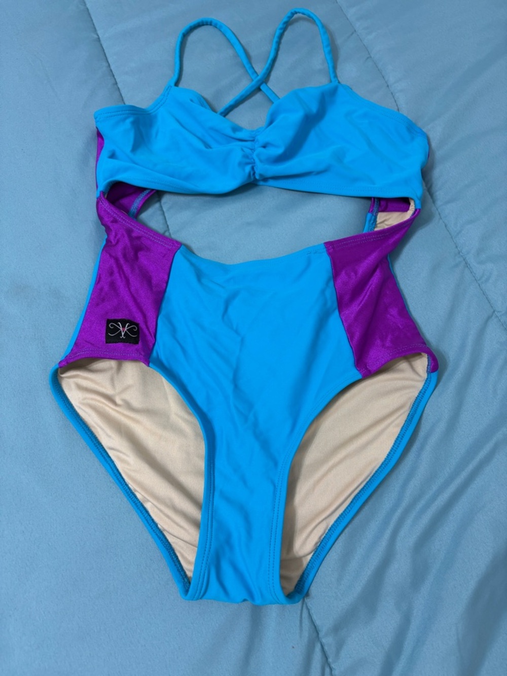 Kandi Kouture Blue & Purple One-Piece Swimsuit - Cutout Style size 0 and 2